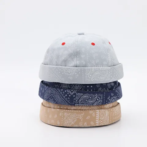 Berretto Docker in Cotone con Stampa Paisley Retrò per Uomo Donna Cappello Miki senza Falda Streetwear Vintage Regolabile