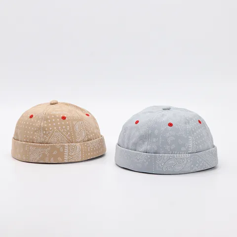 Berretto Docker in Cotone con Stampa Paisley Retrò per Uomo Donna Cappello Miki senza Falda Streetwear Vintage Regolabile