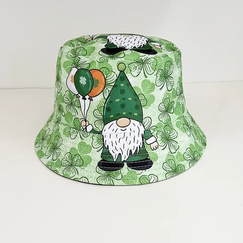 Weihnachten St Patricks Day Bedruckter Anglerhut Wendbarer Polyester Hut Weihnachtsmann Schneemann Klee Festlicher Sonnenhut