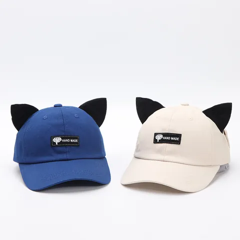 Creative Cat Ears Pilot Goggles Baseball Cap Adjustable Cotton Novelty Streetwear Sun Hat For Women Men Fashion Headwear