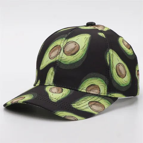 Adjustable Polyester Baseball Cap With Fruit Cactus Avocado Banana Print Breathable Casual Sun Hat For Men Women Outdoor