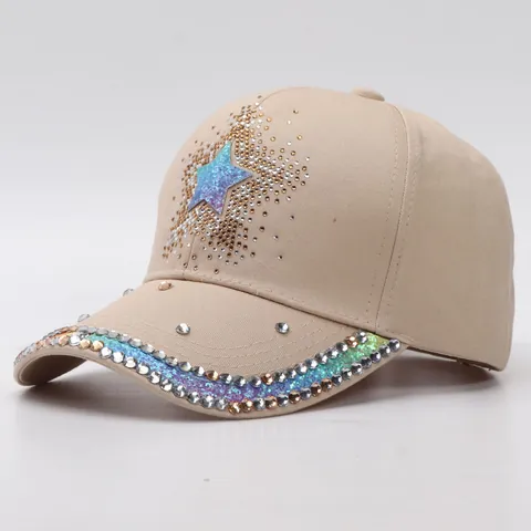 Strass Stern Baseballkappe Verlauf Verstellbar Gebogene Krempe Mode Sonnenhut Für Damen Herren Glitzernde Pailletten Kopfbedeckung
