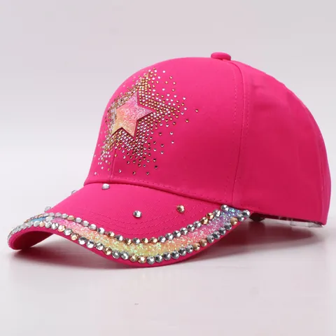 Strass Stern Baseballkappe Verlauf Verstellbar Gebogene Krempe Mode Sonnenhut Für Damen Herren Glitzernde Pailletten Kopfbedeckung
