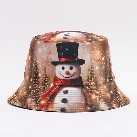 Weihnachten Fischerhut Polyester Digitaldruck Weihnachtsmann Rentier Schneemann Muster Winter Sonnenhut Party Deko Für Damen Herren