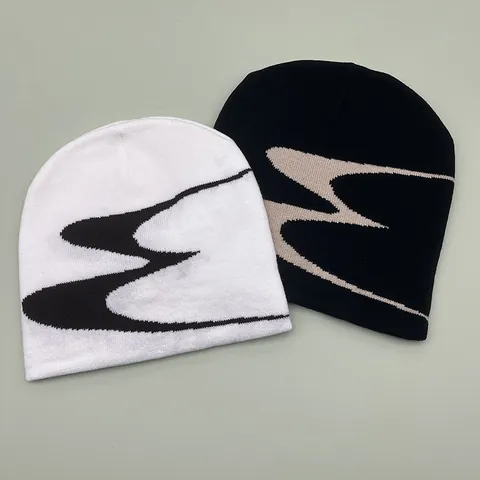 Acrylic Knit Beanie Hat Geometric Jacquard Warm Winter Streetwear Pullover Skull Cap For Men Women Casual Outdoor Headwear