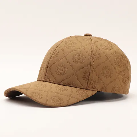Quilted Baseball Cap Polyester Textured Geometric Pattern Sun Protection Outdoor Casual Chic Winter Warm Adjustable Hat