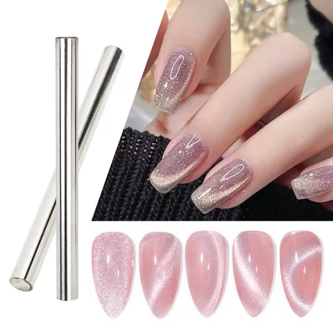 Professional Double Headed Cat Eye Nail Magnet Stick Silver Metal Strong Magnetic Wand For Salon DIY Manicure Nail Art Tools