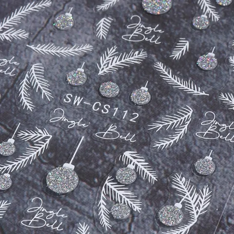 Adesivi per Unghie di Natale Cartone Animato Babbo Natale Fiocchi di Neve Glitter Design Autoadesivo Decorazione per Unghie Donna