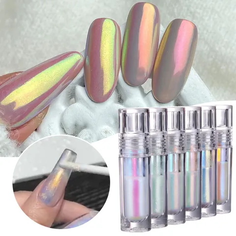 Liquid Moonlight Chrome Nail Powder Aurora Iridescent Mirror Effect Fast Drying DIY Nail Art Decoration Women Manicure