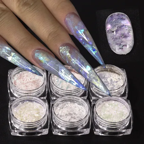 Aurora Perle Nagel Glitzer Puder Set Irisierend Meerjungfrau Pailletten Für Maniküre DIY Nagelkunst Dekoration Mehrfarbig Glitzer