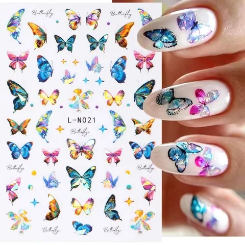Holographische Schmetterling Nagelkunst Aufkleber Laser Aurora 3D Schmetterling Nagel Decals Für Maniküre Exquisite Nageldekor