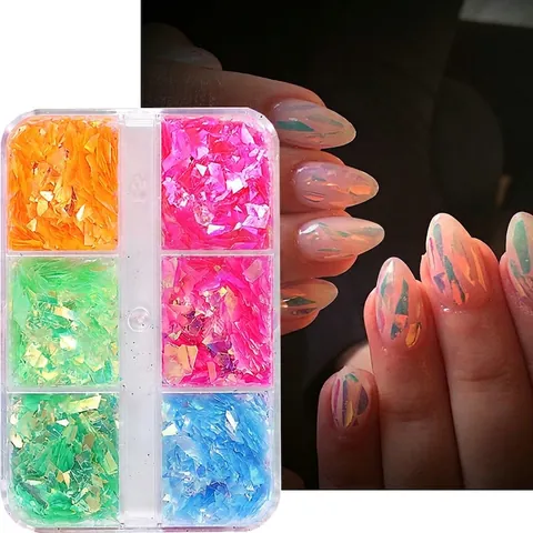 Mixed Color Aurora Nail Art Sequins Holographic Flakes Irregular Cellophane Fragments For Nail Decoration DIY Manicure