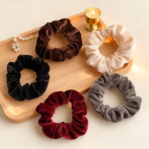 Vintage Solid Color Velvet Scrunchies Elastic Hair Ties Minimalist Hair Accessories Ponytail Holder For Women Girls Daily Style
