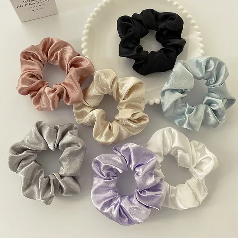 Französisch Minimalistisch Einfarbig Satin Haargummi Für Damen Elastische Haarbänder Pferdeschwanz Halter Glatte Haar-Accessoires