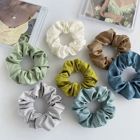 Damen Elegante Einfarbige Satin Scrunchies Elegante Seidige Haargummis Minimalistischer Elastischer Pferdeschwanzhalter Koreanischer Haarschmuck