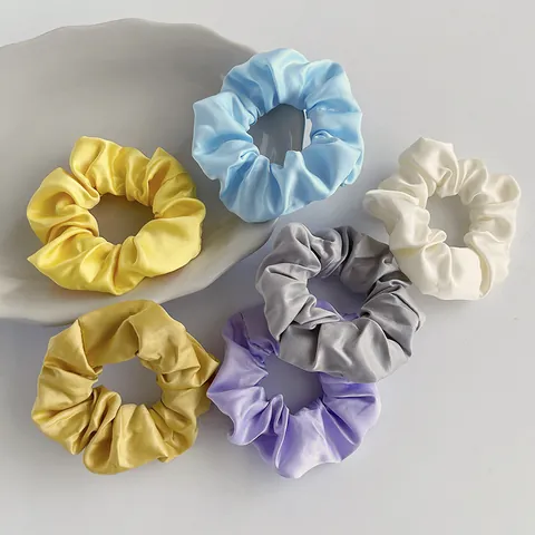 Damen Elegante Einfarbige Satin Scrunchies Elegante Seidige Haargummis Minimalistischer Elastischer Pferdeschwanzhalter Koreanischer Haarschmuck