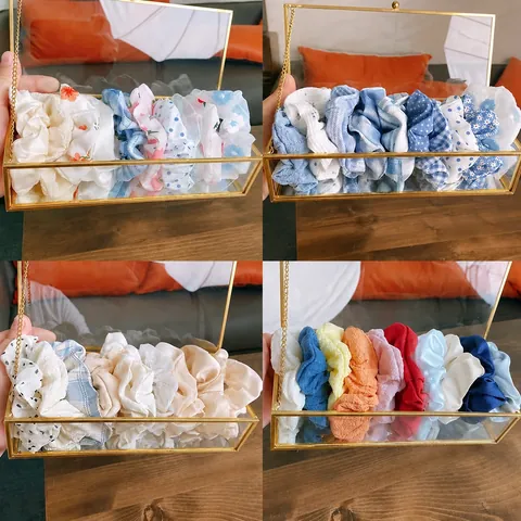 Elastic Fabric Hair Scrunchies Plaid Floral Polka Dot Solid Colors Korean Sweet Style Hair Ties Accessories For Women Girls