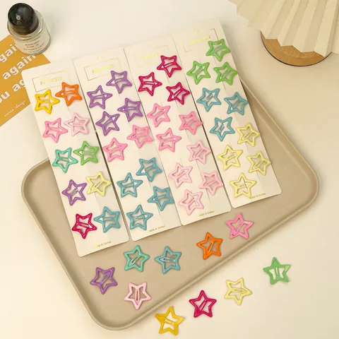 Pinzas de Pelo de Estrella de Colores en Metal para Niñas Clip BB de Estrella Colores Dopamina Accesorios de Peluquería de Metal Lacado