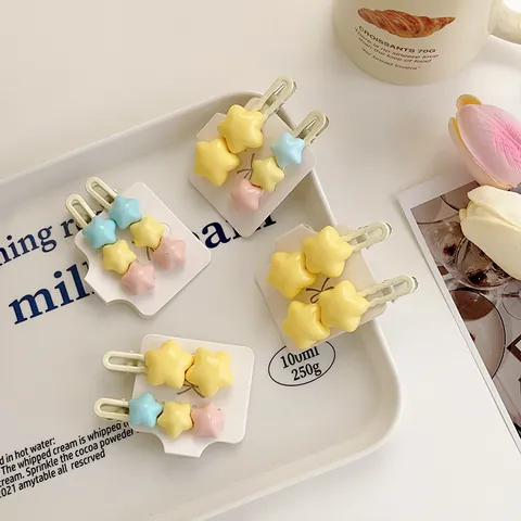 Simpatici Fermagli per Capelli a Stella Macaron Pentagramma in Resina a Becco d'Anatra per Ragazze Donne Accessori per Capelli