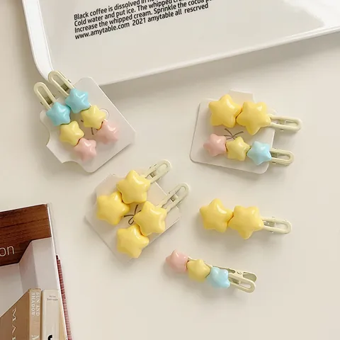Simpatici Fermagli per Capelli a Stella Macaron Pentagramma in Resina a Becco d'Anatra per Ragazze Donne Accessori per Capelli