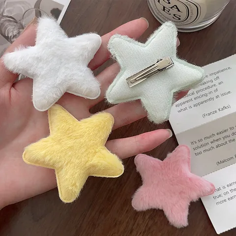 Süße Plüsch Stern Haarklammer Für Damen Mädchen Niedlich Herbst Winter Bunte Entenschnabel Clip Haarnadel Haarschmuck