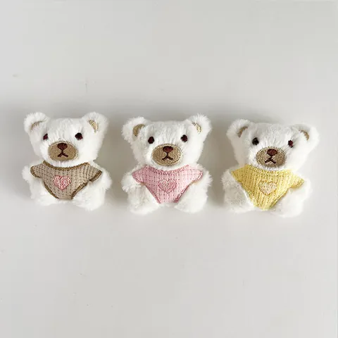 Simpatici Accessori Fai da te Orsetto di Peluche Ricamo a Cuore Spilla Mini Orsetto per Ornamenti per Capelli Borse Artigianato