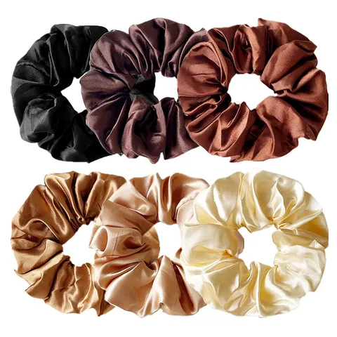 Chouchous En Satin Effet Soie Élastiques Pour Femmes Support De Queue De Cheval Élégant Simple Accessoires De Coiffure