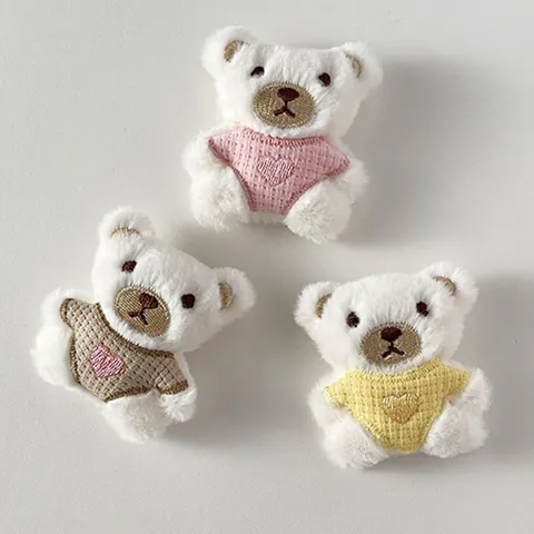 Simpatici Accessori Fai da te Orsetto di Peluche Ricamo a Cuore Spilla Mini Orsetto per Ornamenti per Capelli Borse Artigianato