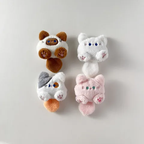 Cute Cartoon Cat Plush Brooch DIY Soft Stuffed Animal Pendant Bag Charm Clothing Accessories Doll Jewelry Ornament For Kids
