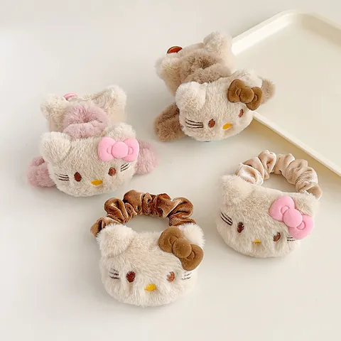 Süße Plüsch Cartoon Katze Haarklammer Süße Schleife Kunstpelz Haargreifer Kawaii Haarschmuck Für Damen Mädchen Herbst Winter