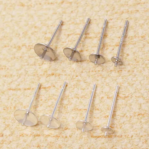 S925 Sterling Silver Earring Post Cups DIY Jewelry Findings For Artificial Pearl Crystal Base Components Handmade Earring Supplies