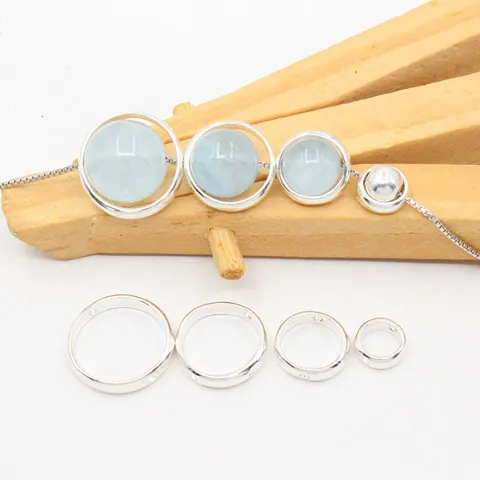 Cornice per Perline Rotonda in Argento Sterling S925 Distanziatore Vuoto per Creazione di Gioielli DIY Bracciale Collana Pendente Fatto a Mano