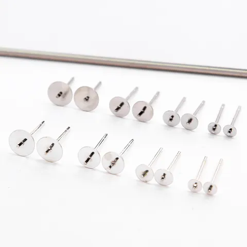 Perno in Argento Sterling 925 Con Base a Testa Piatta per Creazione Orecchini Fai da Te Accessori Gioielli Oro Bianco Argento