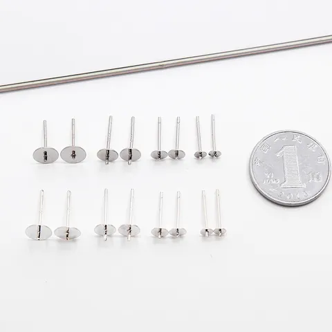 Perno in Argento Sterling 925 Con Base a Testa Piatta per Creazione Orecchini Fai da Te Accessori Gioielli Oro Bianco Argento