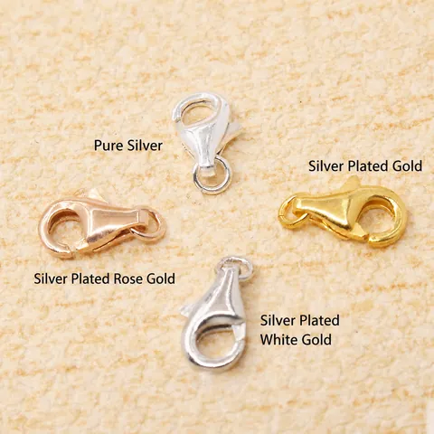 S925 Sterling Silver Lobster Clasp DIY Jewelry Making Accessory Gold Rose Gold Plated Necklace Bracelet Fastener Connector