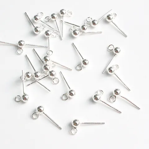 925 Sterlingsilber Ohrstecker-Stift Mit Runder Perle Und Schlaufe DIY Handgefertigtes Schmuckzubehör Für Damen Ohrringe