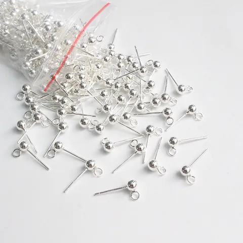 925 Sterlingsilber Ohrstecker-Stift Mit Runder Perle Und Schlaufe DIY Handgefertigtes Schmuckzubehör Für Damen Ohrringe