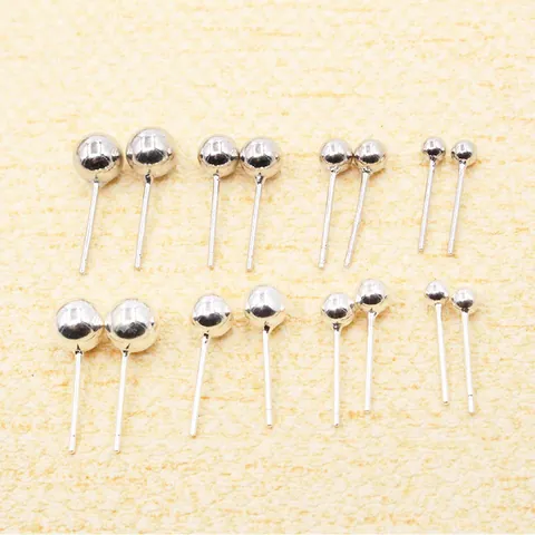 S925 Sterling Silver Ball Stud Earrings Minimalist Polished Round Bead Ear Piercing Jewelry Gold White Gold Plated Earrings