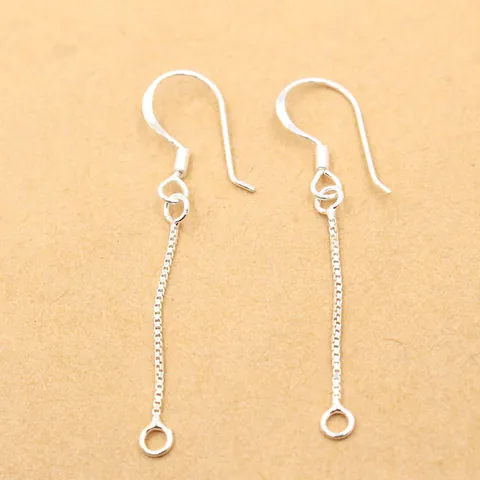 Ganchos para Pendientes de Plata de Ley 925 Con Borla de Cadena de Caja Hallazgos de Joyería DIY Componentes de Alambre de Oreja de Plata Platinada
