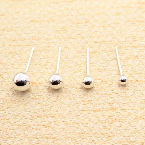 S925 Sterling Silver Ball Stud Earrings Minimalist Polished Round Bead Ear Piercing Jewelry Gold White Gold Plated Earrings