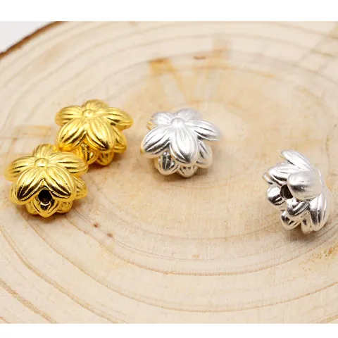 S999 Sterlingsilber 3D Hard Silber Lotus Glückskugeln Für DIY Schmuckherstellung Traditionelle Zen Blume Spacer Perlen