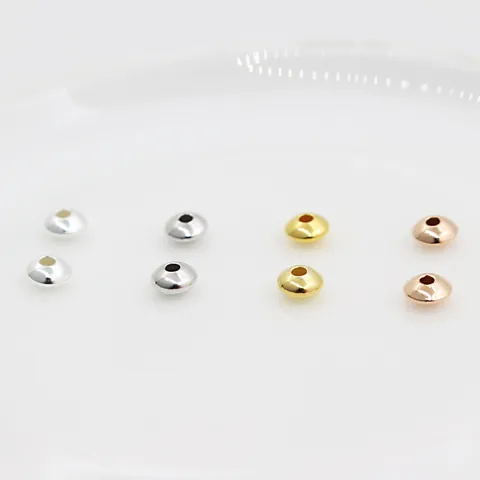 925 Sterling Silver Saucer Spacer Beads For DIY Jewelry Making Accessories Gold Silver Rose Gold Plated Abacus Beads