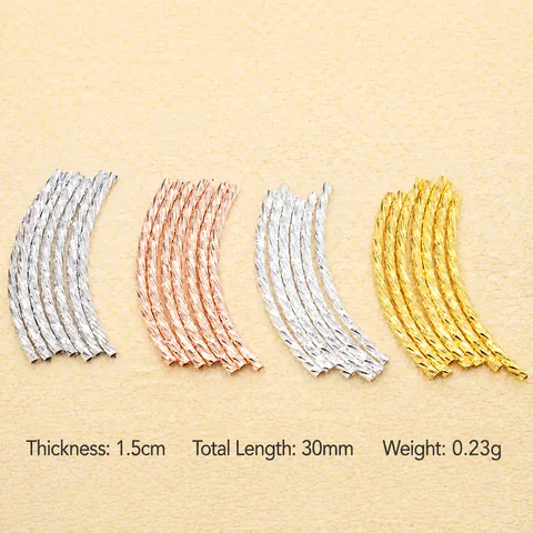925 Sterling Silver Curved Noodle Beads Twisted Spiral Tubes Gold Rose Gold Silver Plated For DIY Jewelry Making Components