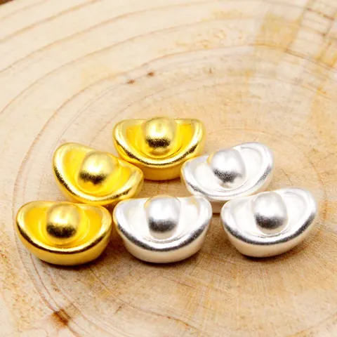 S999 Feinsilber 3D Hartsilber Sycee Abstandsperlen Für DIY Schmuckherstellung Zubehör Gold Silber Vergoldet Wohlstand Glück Yuanbao Perlen