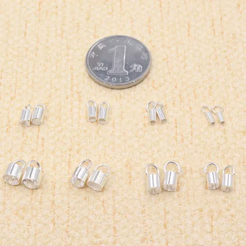Tapas Finales de Crimpado de Plata de Ley 925 para Cordón de Cuero Cera DIY Fabricación de Joyas Conectores Tubos Accesorios para Collar Pulsera