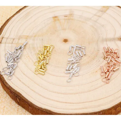 Tapas Finales de Crimpado de Plata de Ley 925 para Cordón de Cuero Cera DIY Fabricación de Joyas Conectores Tubos Accesorios para Collar Pulsera
