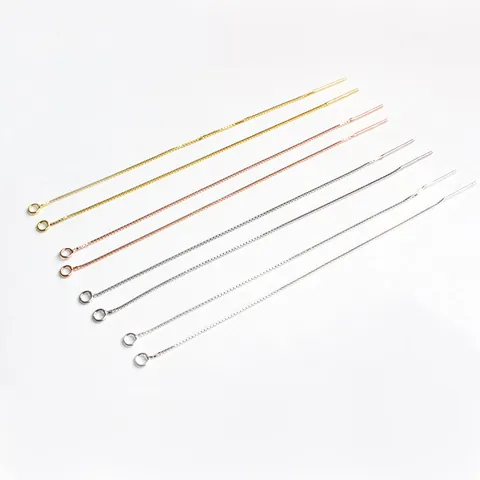 925 Sterling Ασημένια Γραμμή Αυτιού Αλυσίδα Box Σταυρός DIY Κοσμήματα Εξαρτήματα Επιχρυσωμένο Ροζ Χρυσό Σκουλαρίκια Findings