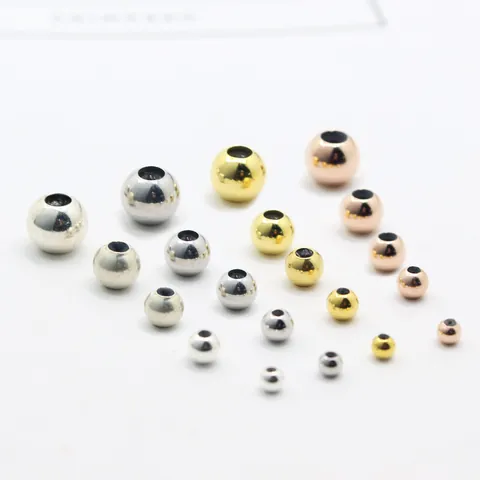 925 Sterling Silver Silicone Adjustable Positioning Beads For DIY Jewelry Making Findings Round Stopper Beads Gold Rhodium Plated