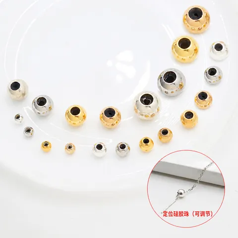 925 Sterling Zilver Siliconen Verstelbare Positionering Kralen Voor DIY Sieraden Maken Ronde Stopper Kralen Goud Gerhodineerd