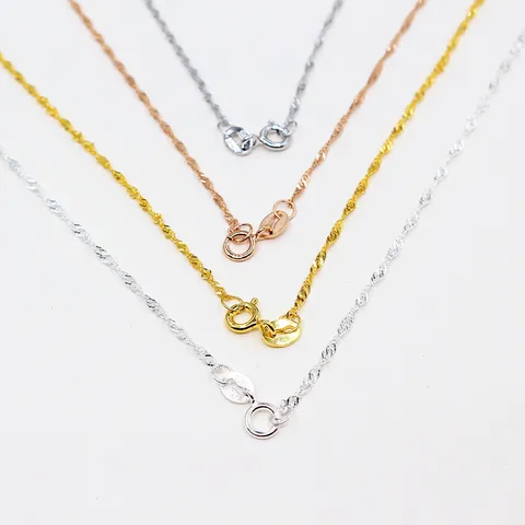 925 Sterling Silver Water Wave Chain Necklace For Women DIY Jewelry Making Clavicle Bare Chain 40cm 45cm Versatile Metal Link Accessory
